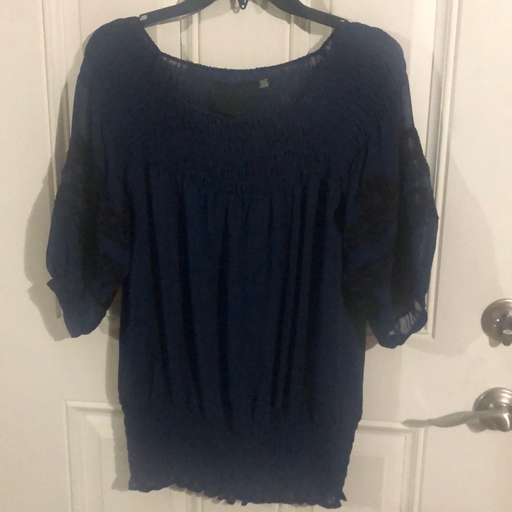 Navy sheer blouse